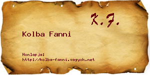 Kolba Fanni névjegykártya
